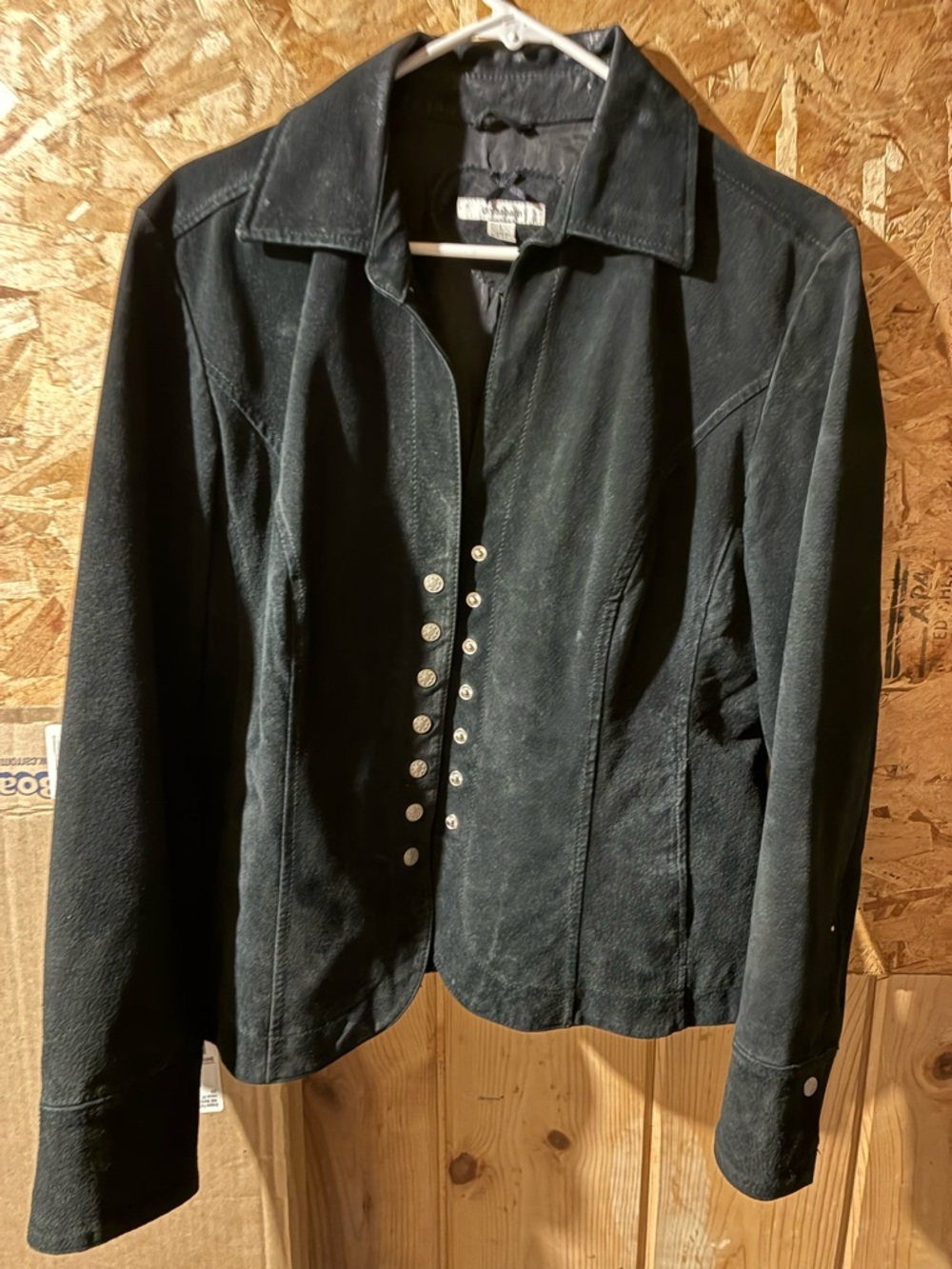 dressbarn Black Suede Button-Front Jacket